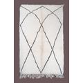 White Beni Ourain Rug - Moroccan Handwoven Wool Rug (6.6 ft x 4.2 ft / 201.2 cm x 128 cm)