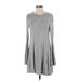 BCBGeneration Casual Dress - Mini Crew Neck Long sleeves: Gray Marled Dresses - Women's Size X-Small