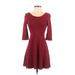 Express Outlet Casual Dress - A-Line: Burgundy Solid Dresses - Women's Size Small