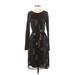 Weekend Max Mara Casual Dress Scoop Neck Long sleeves: Black Print Dresses - Women's Size X-Small