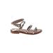 Steve Madden Sandals: Gladiator Chunky Heel Boho Chic Silver Print Shoes - Women's Size 5 - Open Toe