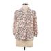 NANETTE Nanette Lepore Long Sleeve Blouse: Ivory Floral Tops - Women's Size Medium