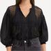 Levi's Tops | Levi’s Hannah Top Black 100% Cotton Women’s Small Eyelet Lace Puff Sleeves Nwt | Color: Black | Size: S