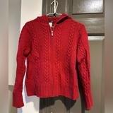 J. Crew Sweaters | Euc J.Crew Petite Small 100% Lambswool Hoodie, Zip Up Sweater, Red | Color: Red | Size: Sp
