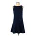 MNG Casual Dress - A-Line: Blue Solid Dresses - Women's Size 2X-Small