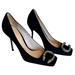 Gucci Shoes | Gucci Dionysus Black Suede Heels With Embellished Logo, Size 39 (Us 9) | Color: Black | Size: 9