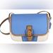 Coach Bags | Coach | Buckle Flap Over Blue/White/Tan Cotton/Leather Cross Body Bag | Color: Blue/Tan | Size: Os