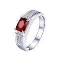 Wycian Red Ring Men, Ruby Ring for Men 18K White Gold 1 0.75CT VVS Oval Lab Grown Ruby with H White Natural Diamond Channel Size S 1/2 Valentines Day