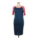 Lularoe Casual Dress - Sheath Scoop Neck Short sleeves: Blue Color Block Dresses - Women's Size X-Large