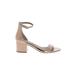 Steve Madden Heels: Strappy Chunky Heel Casual Tan Solid Shoes - Women's Size 6 - Open Toe