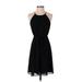 Elle Casual Dress - A-Line Crew Neck Sleeveless: Black Print Dresses - Women's Size Small