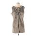 Simply Vera Vera Wang Faux Fur Jacket: Mid-Length Gray Print Jackets & Outerwear - Women's Size X-Small