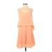 Olive and Oak Casual Dress - A-Line Scoop Neck Sleeveless: Orange Solid Dresses - Women's Size Small