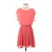 Clothing Co. Casual Dress - Mini Scoop Neck Short sleeves: Pink Print Dresses - Women's Size Small