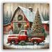 The Holiday Aisle® Country Christmas Charm w/ Vintage Red Truck - Wrapped Canvas Print Canvas in Brown/Green/Red | 12 H x 12 W x 1 D in | Wayfair