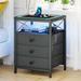 Wrought Studio™ Inshaal 3 - Drawer Iron Nightstand Glass/Metal in Black | 23.78 H x 16.93 W x 15.74 D in | Wayfair C73582CCB5D646FA828EAA23888FA355