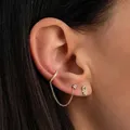 Aide-Boucles d'oreilles pompon en argent regardé JO925 pour femme clou de manchette d'oreille clip