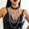 Goth Punk PU Leather Chunky Choker for Women Chunky Chassel Hip Hop Vintage Round Pendant Grunge