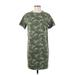 Old Navy Casual Dress - Mini Crew Neck Short sleeves: Green Camo Dresses - Women's Size X-Small