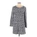Lou & Grey for LOFT Casual Dress - Shift Scoop Neck 3/4 sleeves: Gray Marled Dresses - Women's Size Large