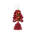 2Pc Hand-Woven Christmas Tree Tassel Earrings For Women European And American Retro Christmas Tree Earrings Hair Hoop