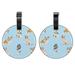 2Pcs Leather Round Watercolor Pets Cruise Luggage Tag with Privacy Cover and Name ID Tag - Suitable for Travel Handbags Backpacks School Bags Luggage Tags