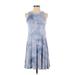 Old Navy Casual Dress - A-Line High Neck Sleeveless: Blue Tie-dye Dresses - Women's Size X-Small