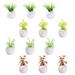 12 Pcs Home Decor Mini Potted Plants Tiny Bonsai Model Dollhouse Greenery Ornament Miniature Artificial Accessories Child