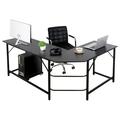 BULYAXIA 66 Inch x 47 Inch Large L-Shape Corner Table Computer Workstation Bevel Edge Angle Design PC Laptop Table w/CPU Stand for Home Office - Black