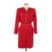 Valentino Miss V Casual Dress - Shirtdress V Neck 3/4 sleeves: Red Print Dresses - Women's Size 42