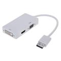 Fairnull Multi-Function 3-in-1 Adapter DisplayPort DP to HDMI-compatible/DVI/VGA Converter Cable