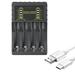 4 Slot Battery Charger USB for AAA/AA Rechargeable Batteries with LED Indicator