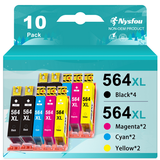 564XL 564 Ink Cartridge for HP Printer Ink 564XL 564 XL Ink Cartridges for HP Photosmart 7520 6520 5520 5510 Deskjet 3520 Officejet 4620 (4 Black 2 Cyan 2 Magenta 2 Yellow 10 Pack)