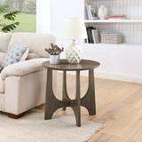 Round End Table Walnut Wooden Side Table Nightstand Brushed Finish Coffee Table with Crossover Table Legs for Livingroom