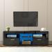 TV Stand with LED Lights, Entertainment Center for up to 51" TVs, Modern High Gloss TV Console Cabinet with Glass Open Shelves