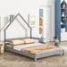 Twin Size House Bed with Guard Rails, Solid Wood Slats for Kids, Teens, Grey