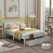 White Full Size Platform Bed with Under-bed Drawers, Pine Wood