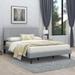 Linen Platform Bed with Metal Slat Frame, No Box Spring Required