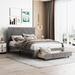 Grey Elegant Velvet Upholstered Storage Platform Bed, Big Drawer, Upholstered Headboard