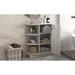 Bathroom Arc Floor Cabinet with Open Shelf & Adjustable Plates, Oak