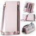 Decase Crossbody Wallet Bag for Women Men Universal Premium PU Leather Multi-Function Small Crossbody Purse with Card Cash Slots & Wristband & Long Crossbody Strap Wallet Zipper Phone Pocket Pink