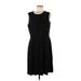 Nine West Casual Dress - A-Line Crew Neck Sleeveless: Black Print Dresses - Women's Size 12