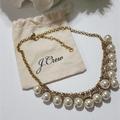 J. Crew Jewelry | J. Crew Gold Tone Jeweled And Faux Pearl Bibb, Choker, Collar Statement Necklace | Color: Gold/White | Size: Os