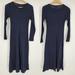 J. Crew Dresses | New J. Crew Ribbed Midi T-Shirt Dress Navy Blue Black Stripes Sweater Longsleeve | Color: Black/Blue | Size: S