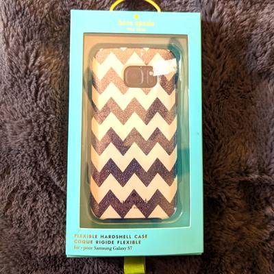 Kate Spade Cell Phones & Accessories | Kate Spade New York Hard-Shell White Glitter Chevron Case Samsung Galaxy | Color: Purple/White | Size: Samsung Galaxy S7