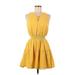 Universal Thread Casual Dress - Mini: Yellow Solid Dresses - Women's Size Medium