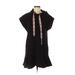 Lea & Viola Casual Dress - Mini Plunge Short sleeves: Black Color Block Dresses - Women's Size X-Small