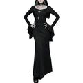 YNIEIAA Carnival Costume Women's Gothic Dress Medieval Punk Clothing Elegant Sexy Black Dresses Black Angel Witch Vampire Costumes for Carnival Fancy Dress Bath Taste Party Black S