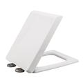 MSUIINT Square 06C-PP Toilet Lid, Toilet Seat Slow Closing Toilet Seat, Square Toilet Seats, Elongated Soft Close Toilet Seat No Slam For Bathroom(White)