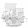 MALACASA Cup and Saucer Set, 18 Piece Tableware Coffee Set Dinner Sets with 6 Piece Porcelain Cup & Saucer Sets/Dinner Plates for Breakfast Afternoon Tea, Series Flora, Ivory White